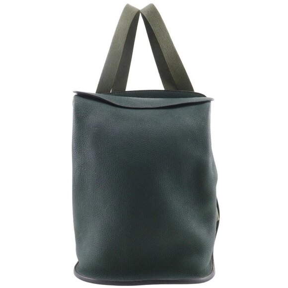 HERMES Sherpa PM Backpack Daypack vintage Green leather unisex - Picture 1 of 13